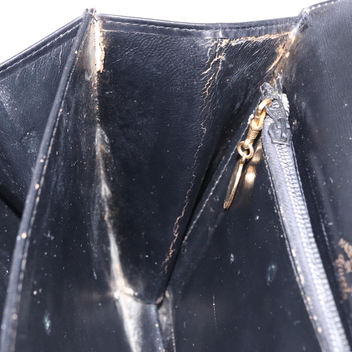 GUCCI Shoulder Bag Leather Black Gold Tone Auth 192785