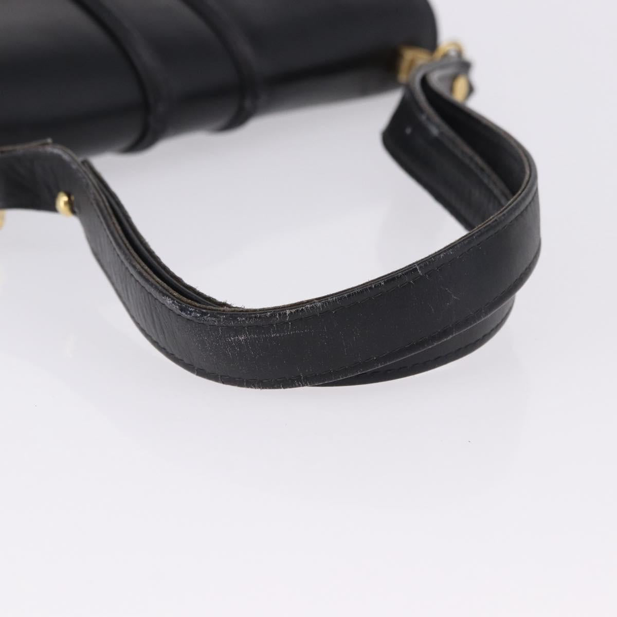 GUCCI Shoulder Bag Leather Black Gold Tone Auth 192785