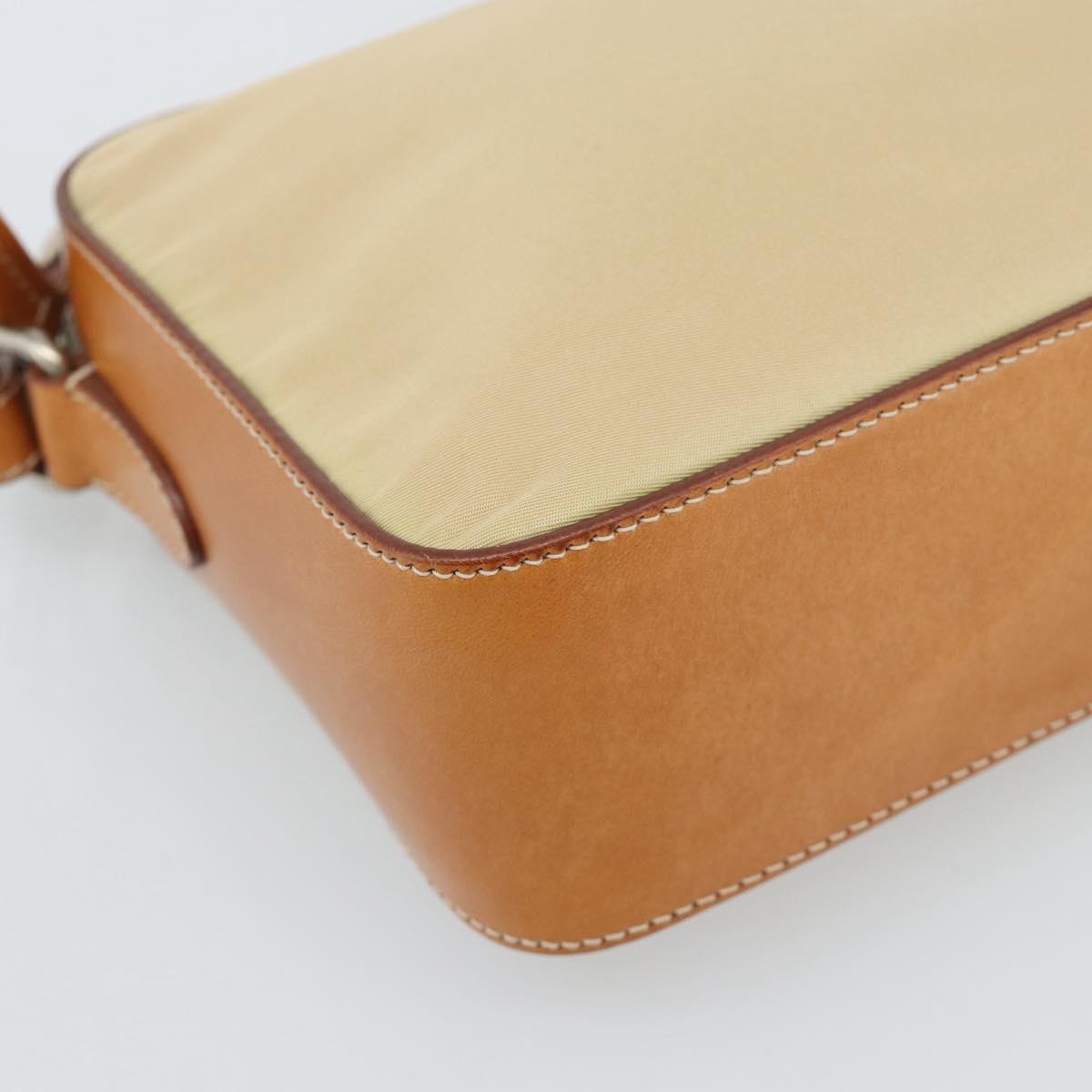 PRADA Shoulder Bag Nylon Beige Silver Auth 192786