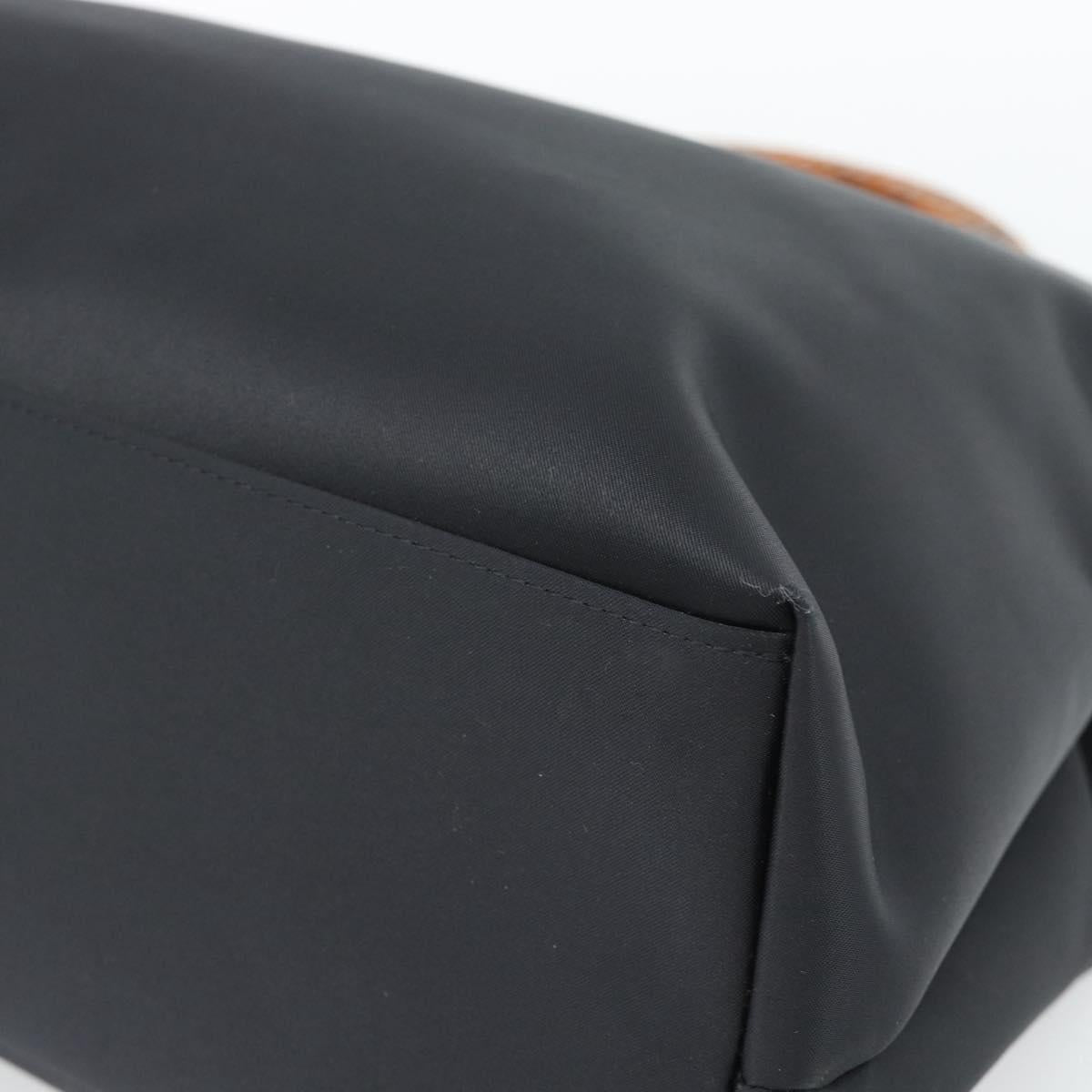 GIVENCHY Hand Bag Nylon Black Brown Auth 192788A