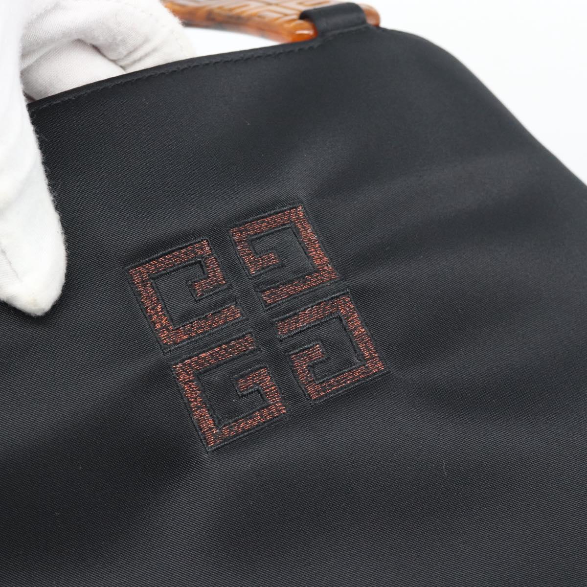 GIVENCHY Hand Bag Nylon Black Brown Auth 192788A