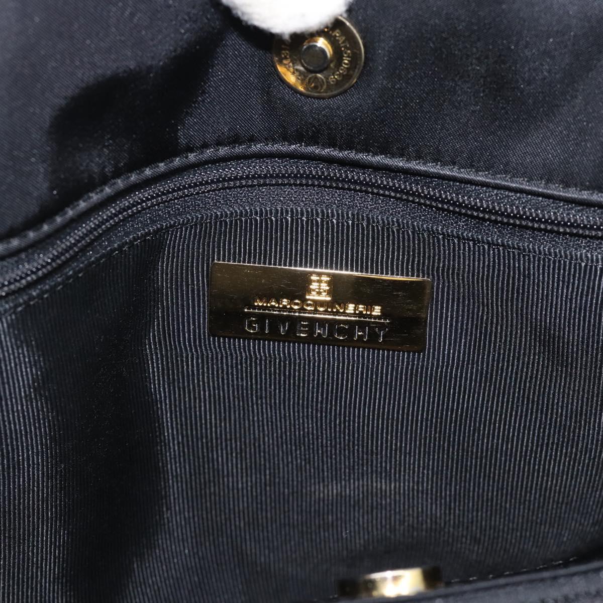 GIVENCHY Hand Bag Nylon Black Brown Auth 192788A
