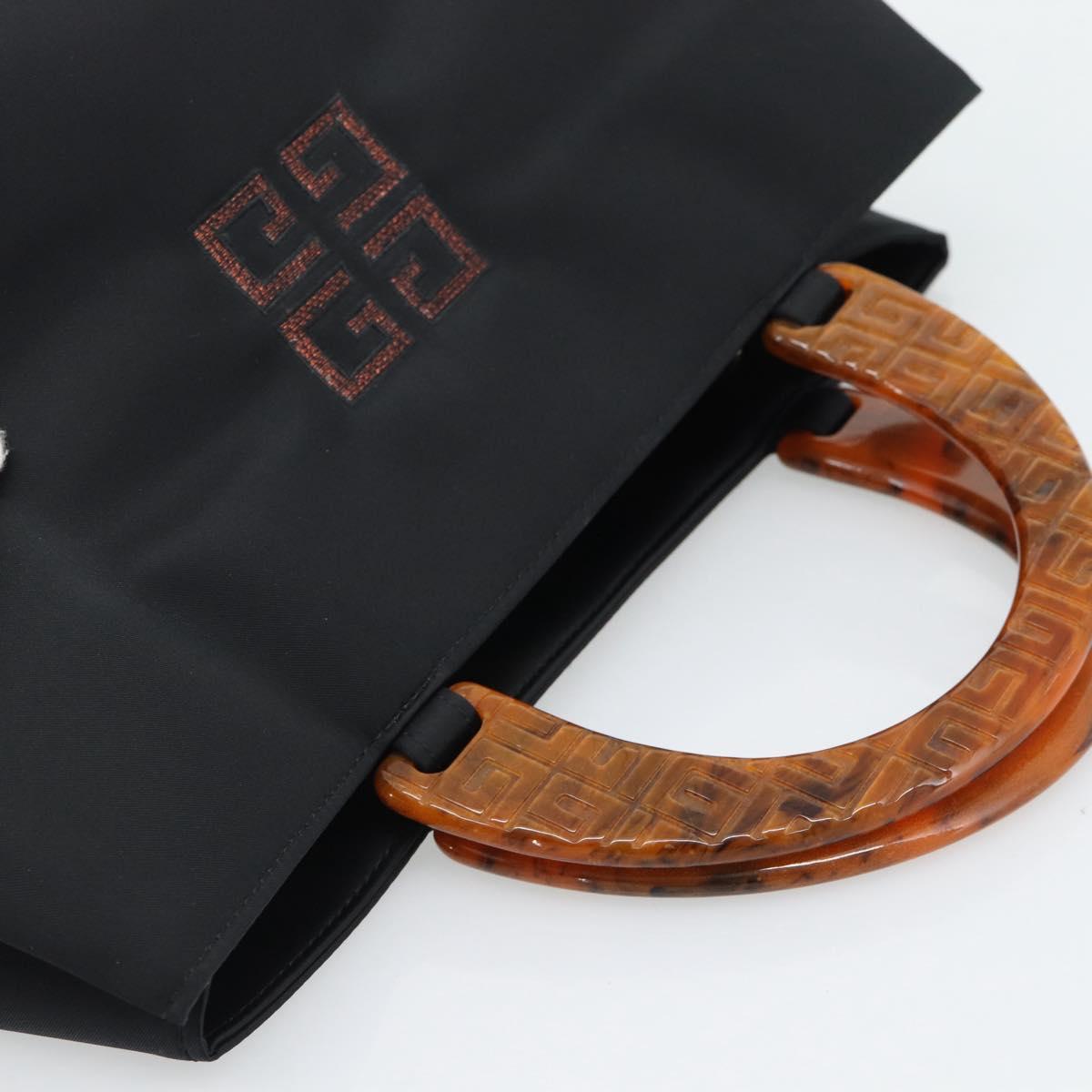 GIVENCHY Hand Bag Nylon Black Brown Auth 192788A