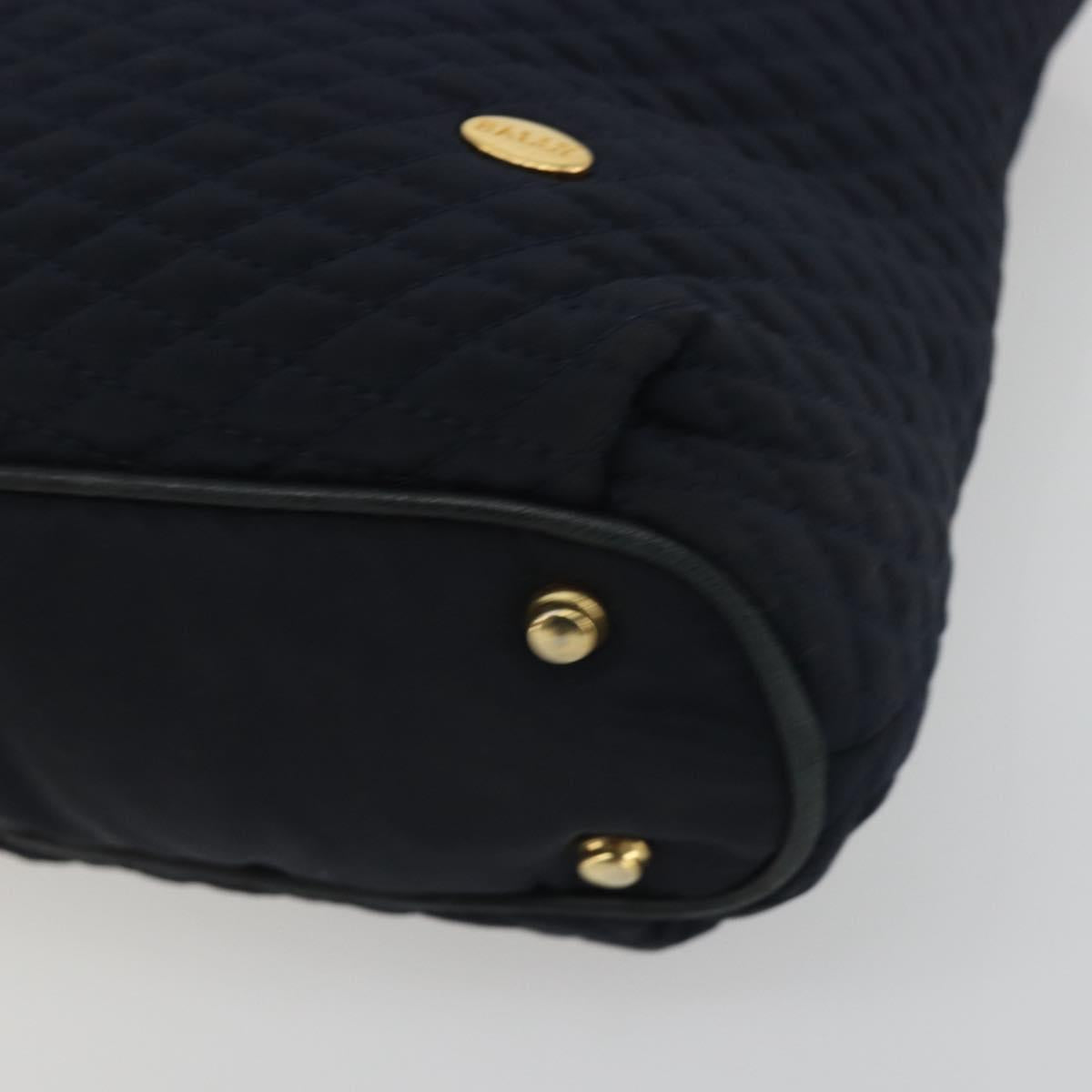 BALLY Chain Shoulder Bag Nylon Navy Gold Tone Auth 192792