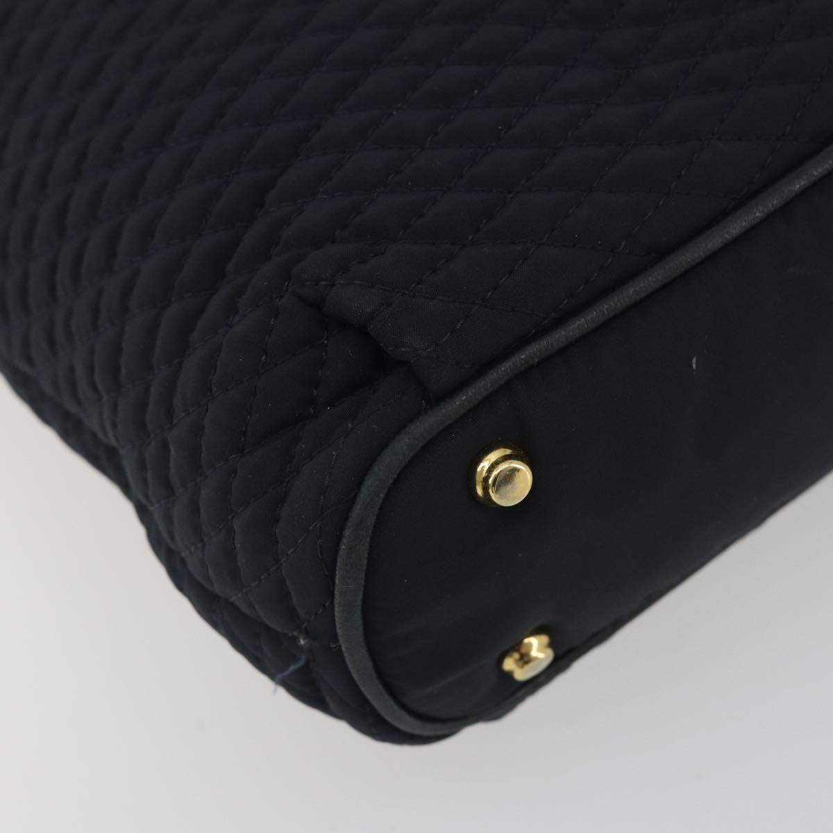 BALLY Chain Shoulder Bag Nylon Navy Gold Tone Auth 192792