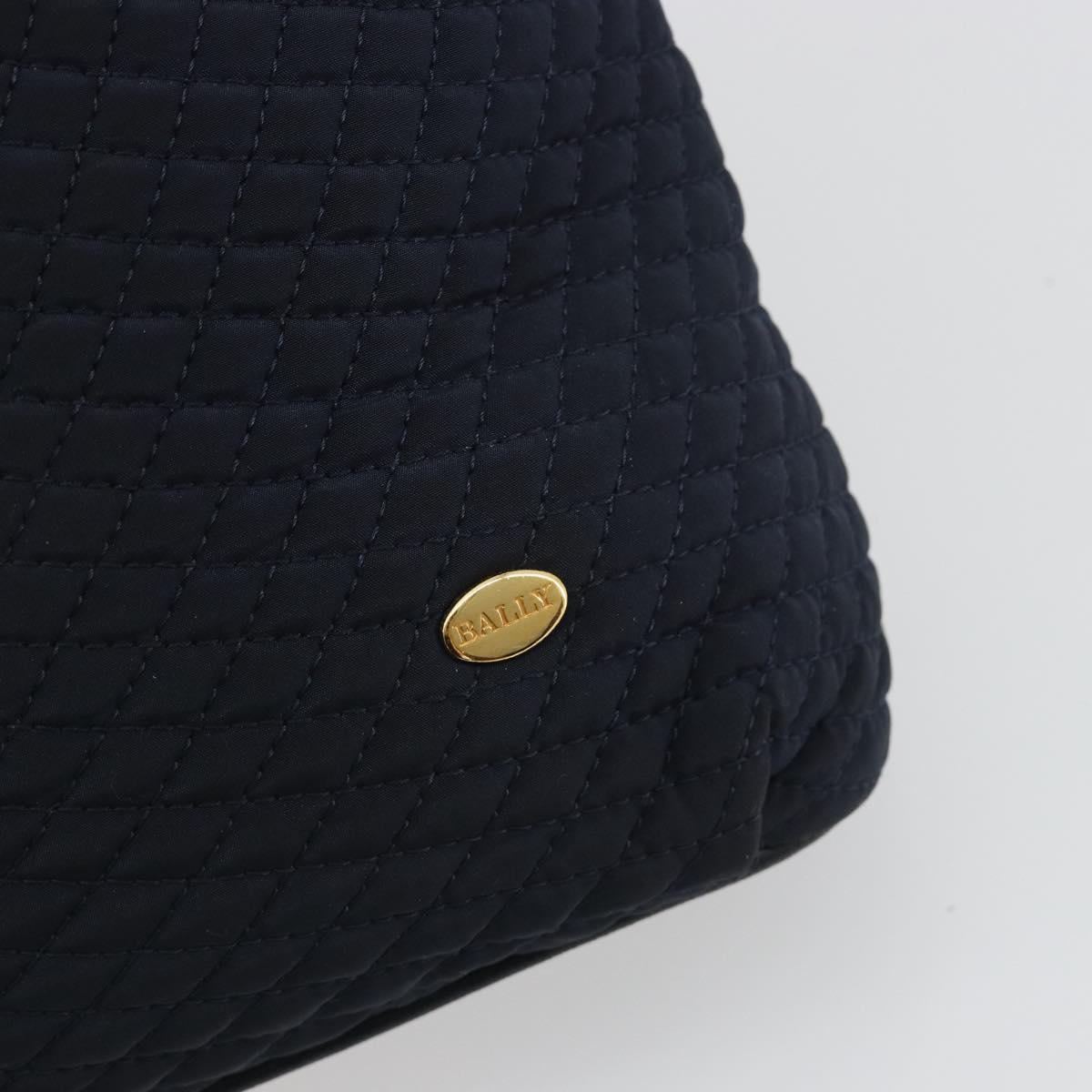 BALLY Chain Shoulder Bag Nylon Navy Gold Tone Auth 192792