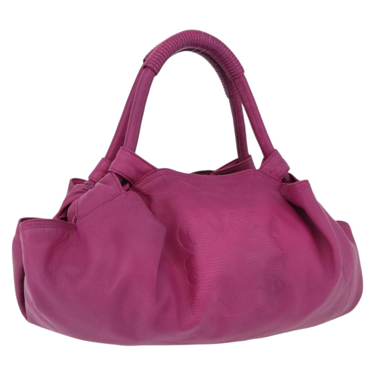 LOEWE Nappa Aire Hand Bag Leather Pink Gold Tone Auth 192793A