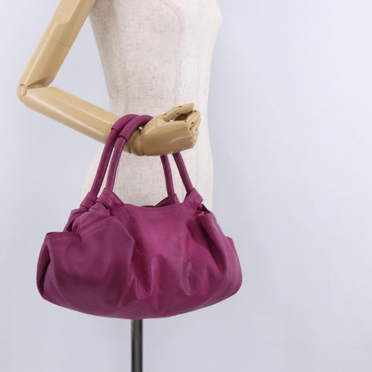 LOEWE Nappa Aire Hand Bag Leather Pink Gold Tone Auth 192793A
