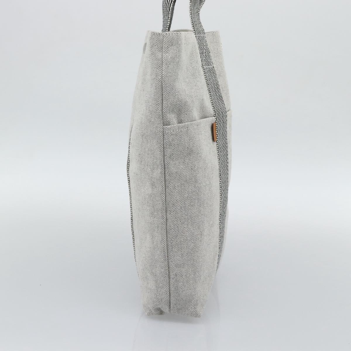 HERMES New Fourre Tout Cabas Hand Bag Canvas Gray Silver Auth 192794A