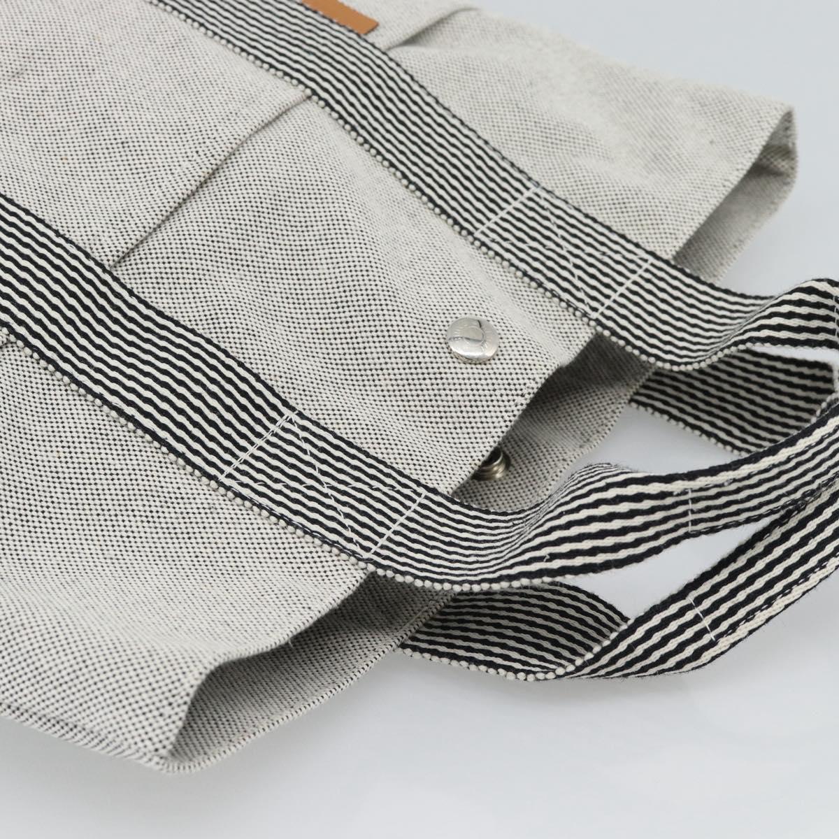 HERMES New Fourre Tout Cabas Hand Bag Canvas Gray Silver Auth 192794A