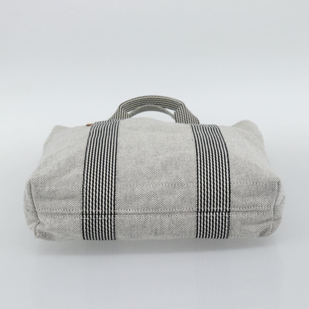 HERMES New Fourre Tout Cabas Hand Bag Canvas Gray Silver Auth 192794A