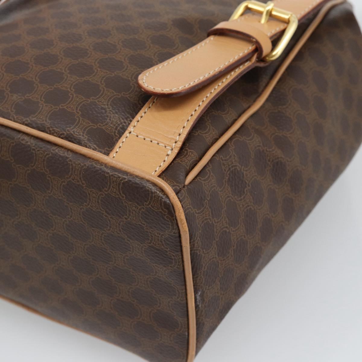CELINE Macadam Backpack PVC Leather Brown Gold Tone Auth 192796A
