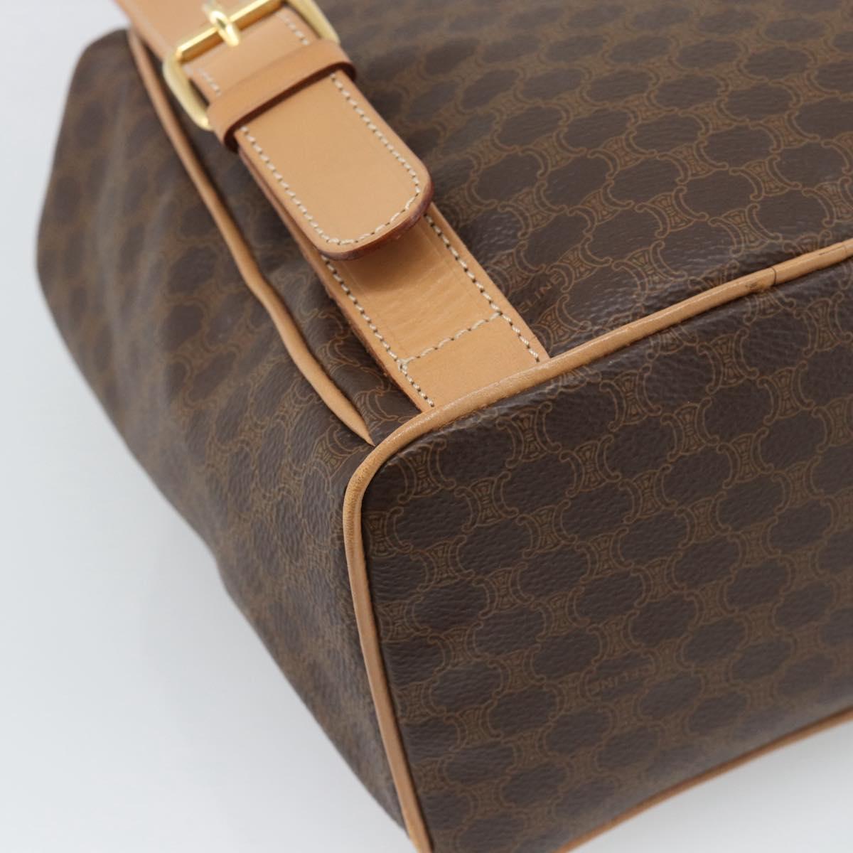 CELINE Macadam Backpack PVC Leather Brown Gold Tone Auth 192796A