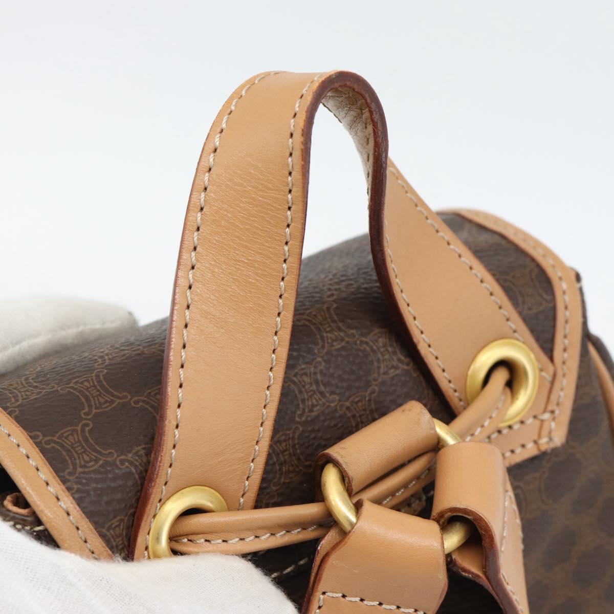 CELINE Macadam Backpack PVC Leather Brown Gold Tone Auth 192796A
