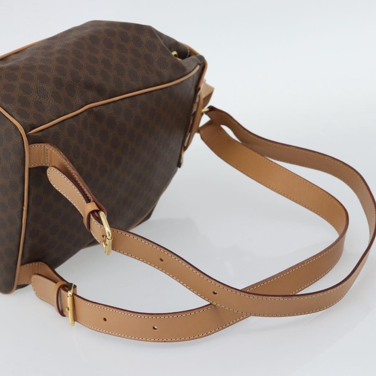 CELINE Macadam Backpack PVC Leather Brown Gold Tone Auth 192796A