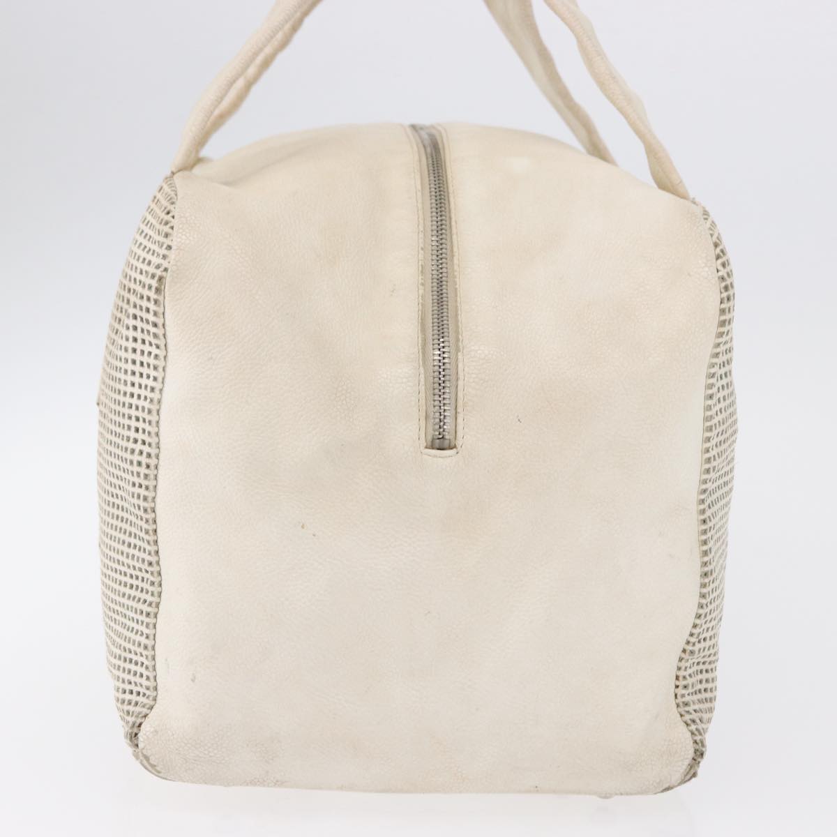 CHANEL COCO Mark Hand Bag Leather Ivory Silver CC Auth 192801