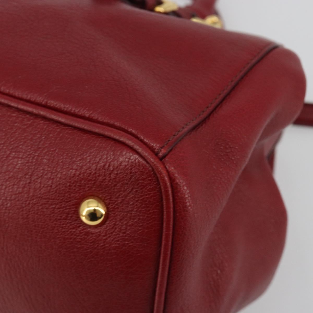 Miu Miu Hand Bag Leather 2way Red Gold Tone Auth 192802A