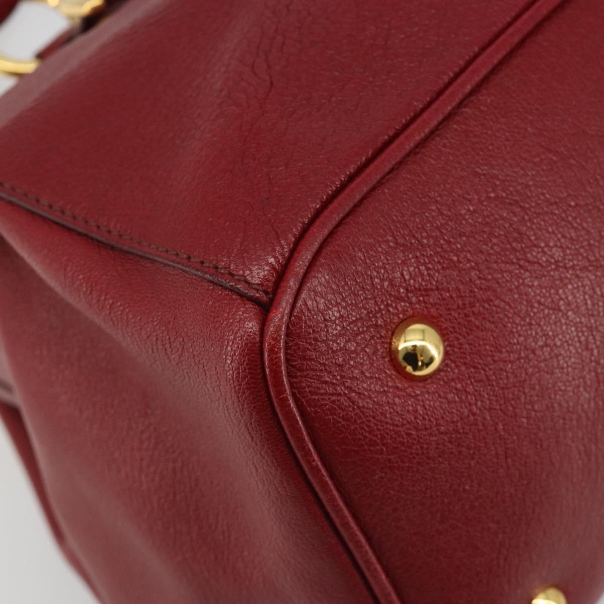 Miu Miu Hand Bag Leather 2way Red Gold Tone Auth 192802A