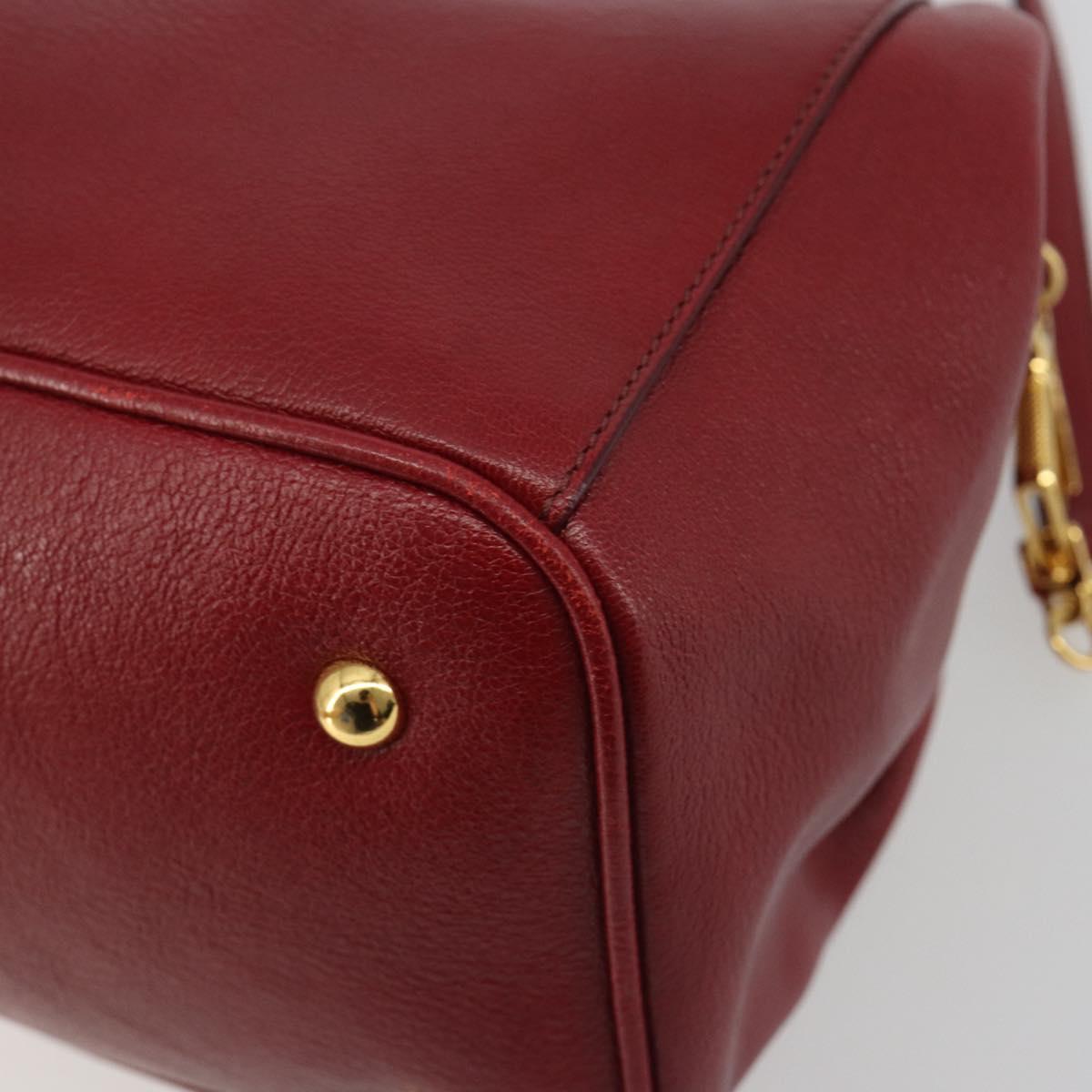 Miu Miu Hand Bag Leather 2way Red Gold Tone Auth 192802A