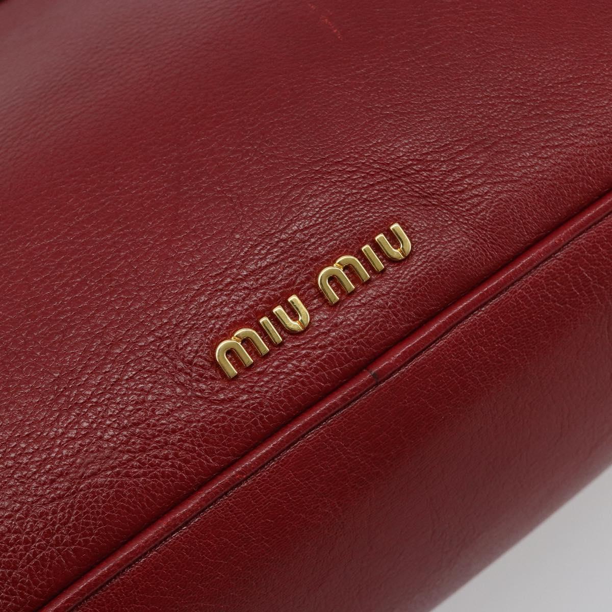 Miu Miu Hand Bag Leather 2way Red Gold Tone Auth 192802A