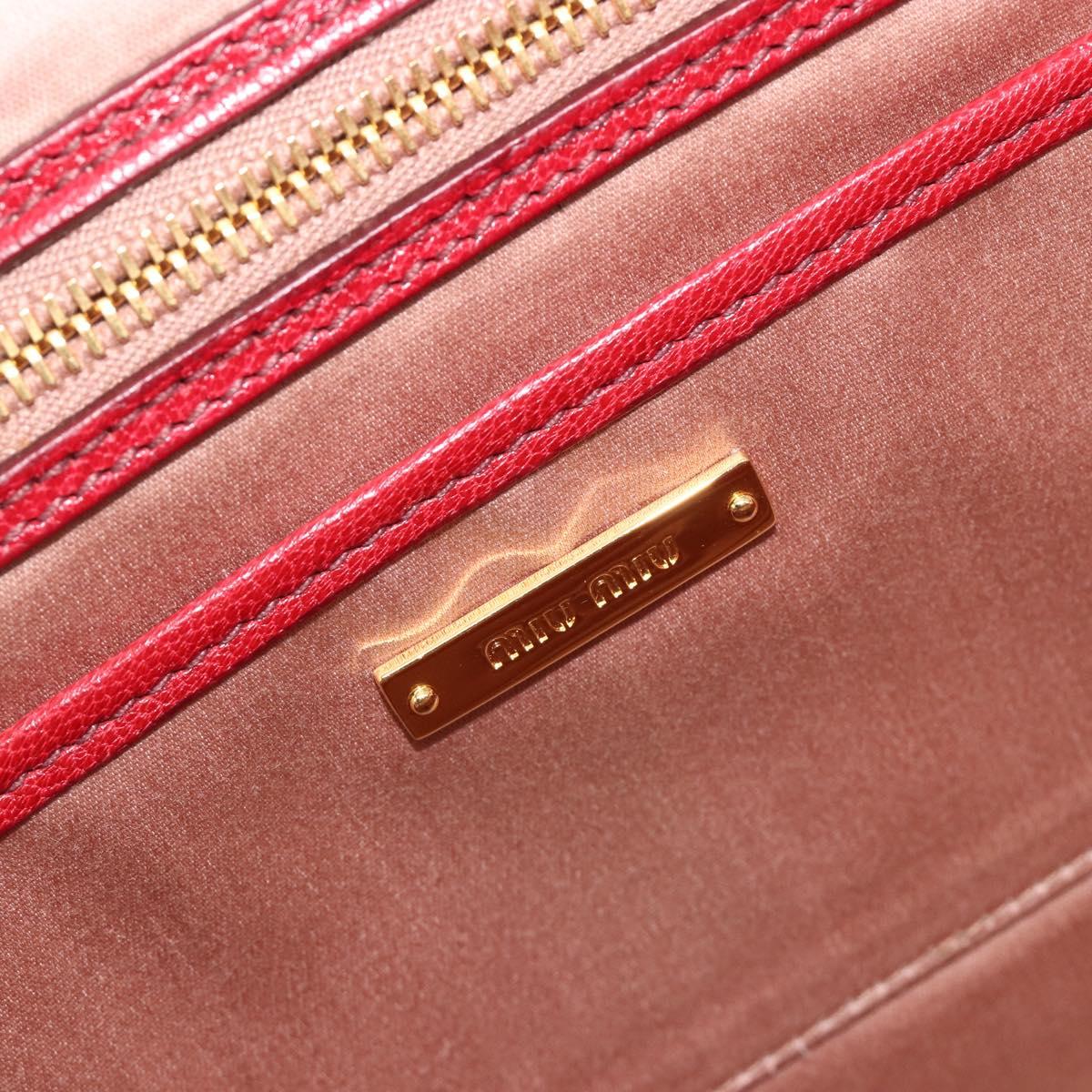 Miu Miu Hand Bag Leather 2way Red Gold Tone Auth 192802A