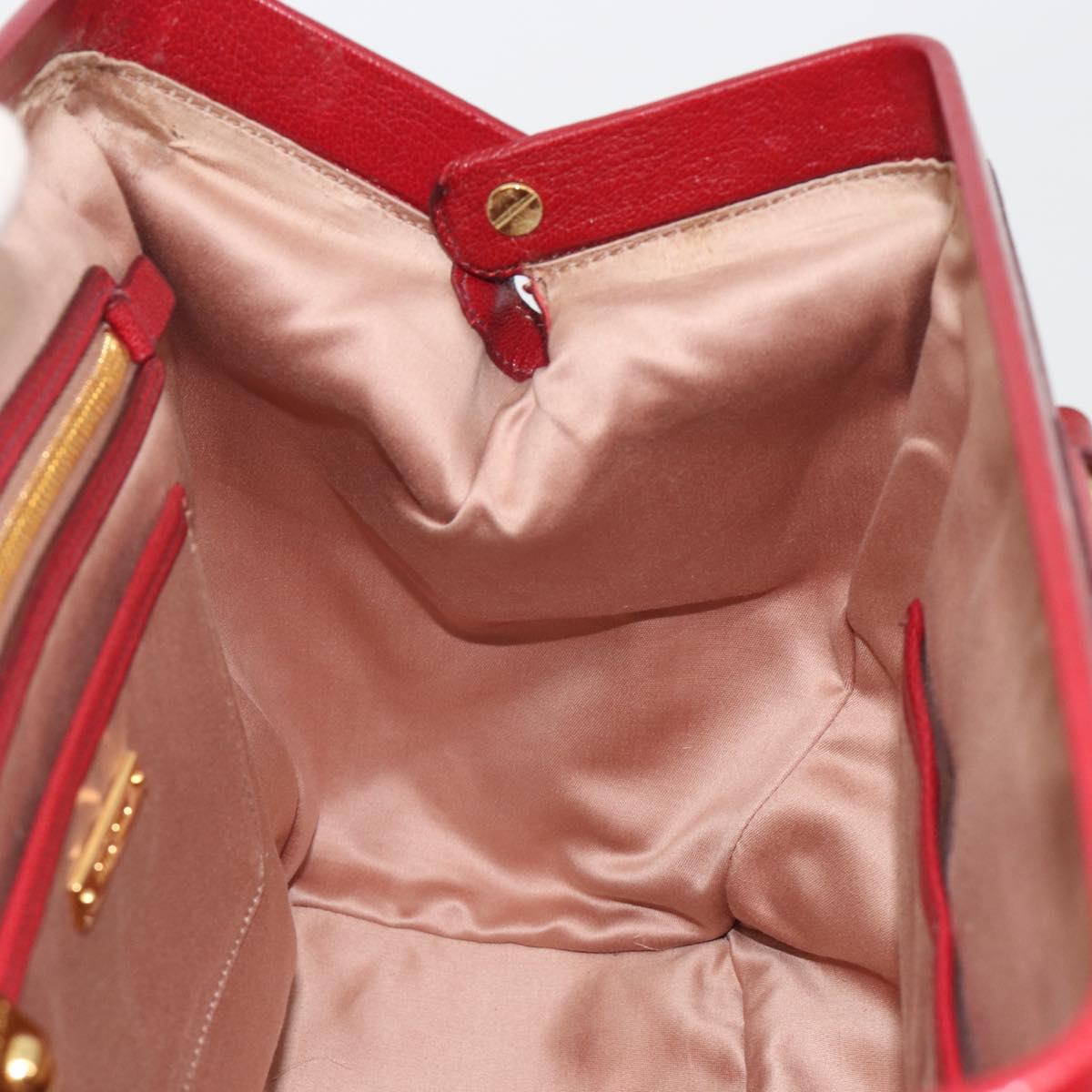 Miu Miu Hand Bag Leather 2way Red Gold Tone Auth 192802A