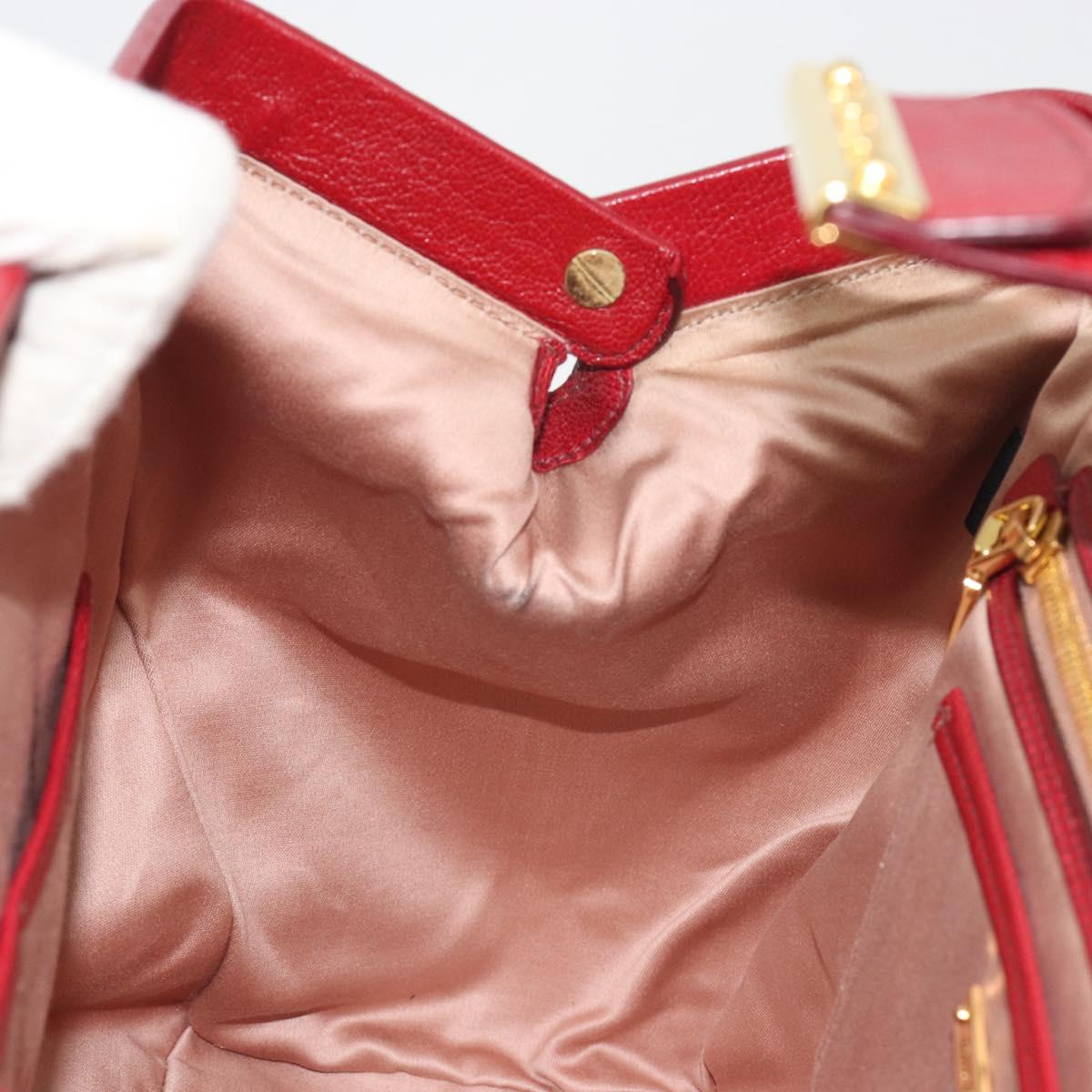 Miu Miu Hand Bag Leather 2way Red Gold Tone Auth 192802A