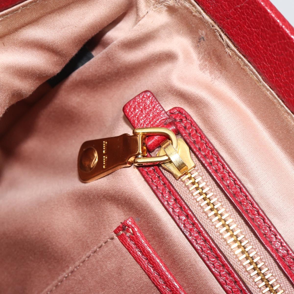 Miu Miu Hand Bag Leather 2way Red Gold Tone Auth 192802A