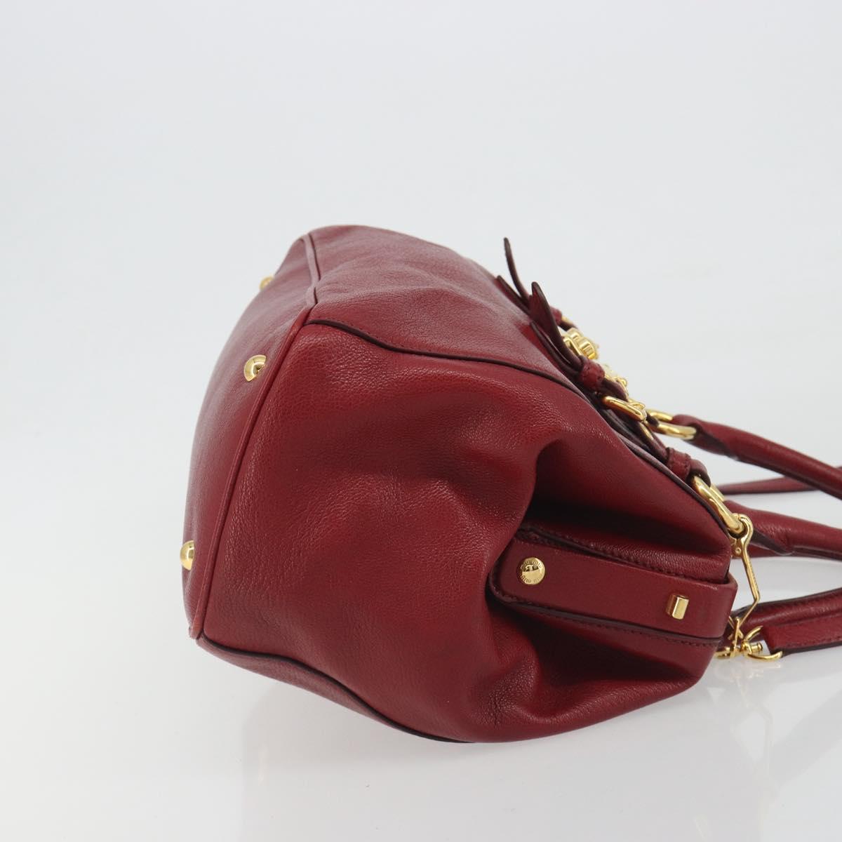 Miu Miu Hand Bag Leather 2way Red Gold Tone Auth 192802A