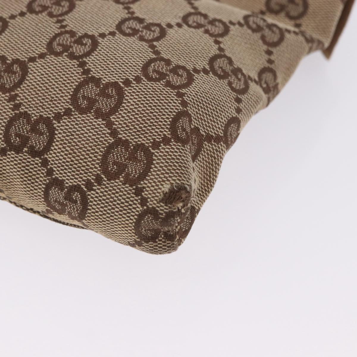 GUCCI GG Canvas Waist Bag Beige Silver 28566 Auth 192803