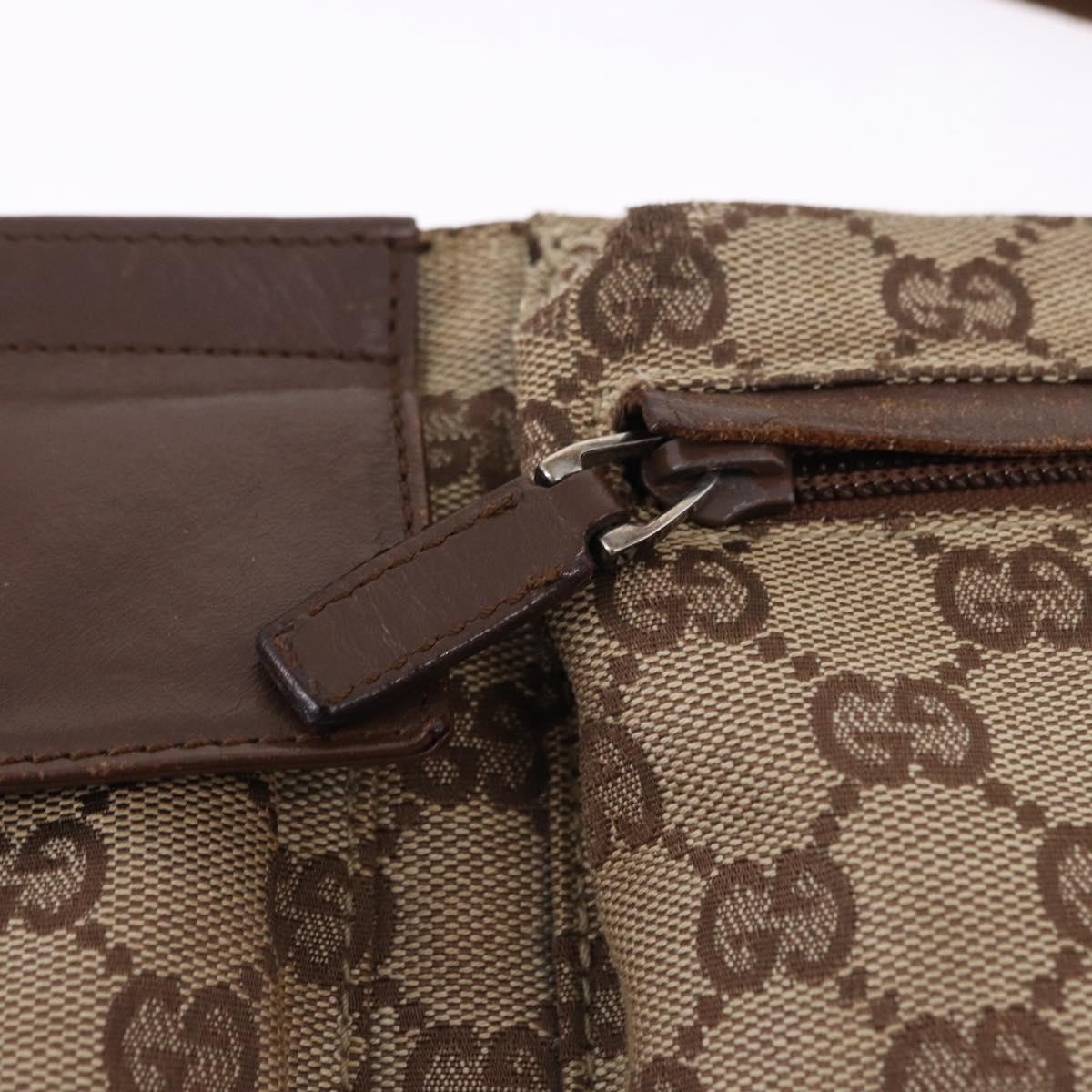 GUCCI GG Canvas Waist Bag Beige Silver 28566 Auth 192803