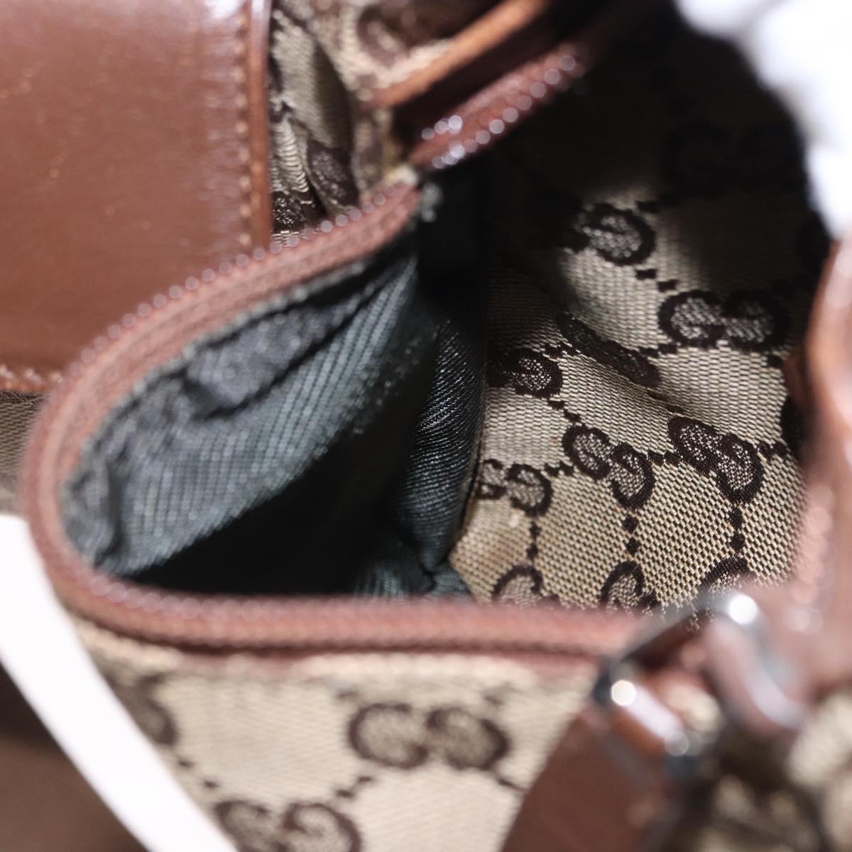 GUCCI GG Canvas Waist Bag Beige Silver 28566 Auth 192803
