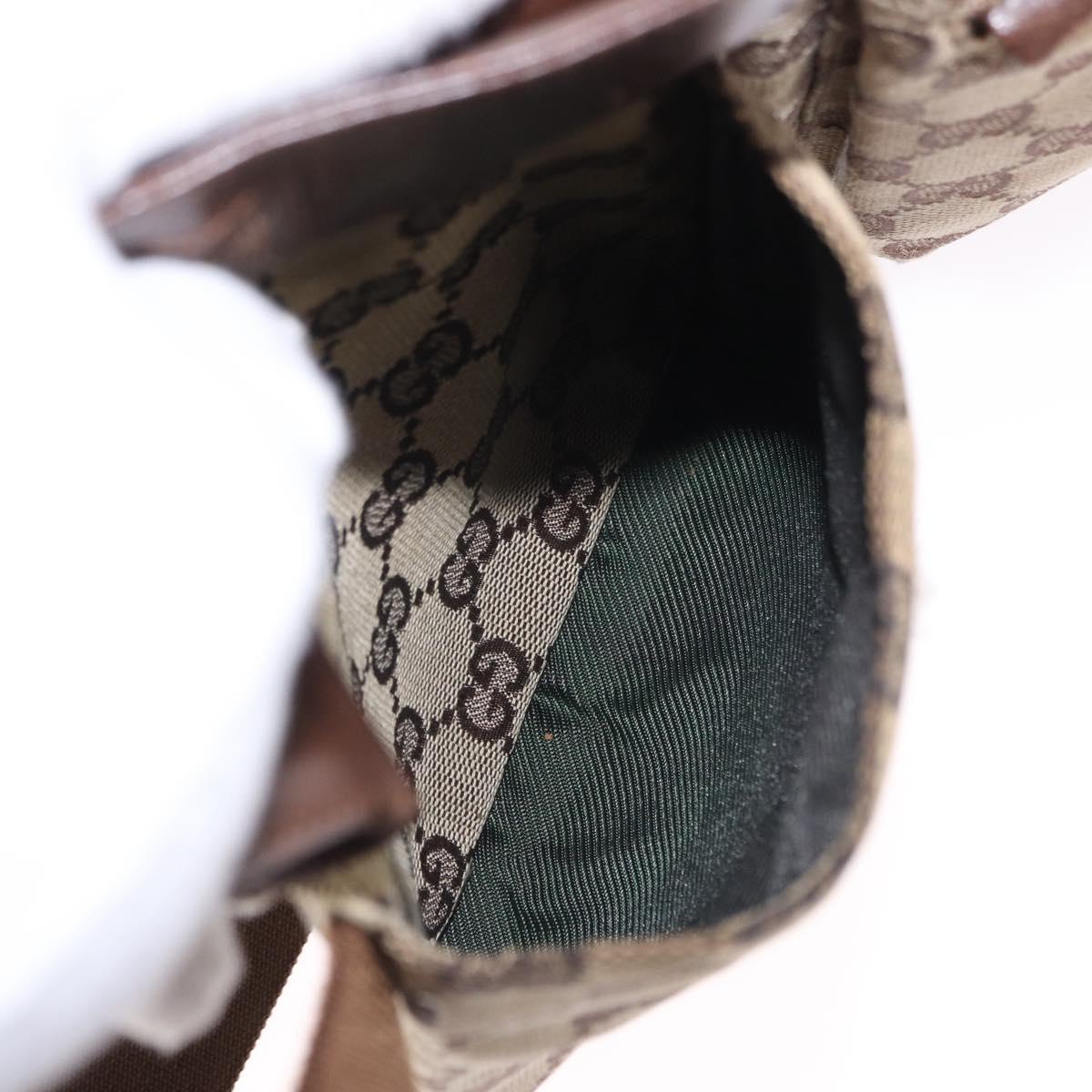 GUCCI GG Canvas Waist Bag Beige Silver 28566 Auth 192803