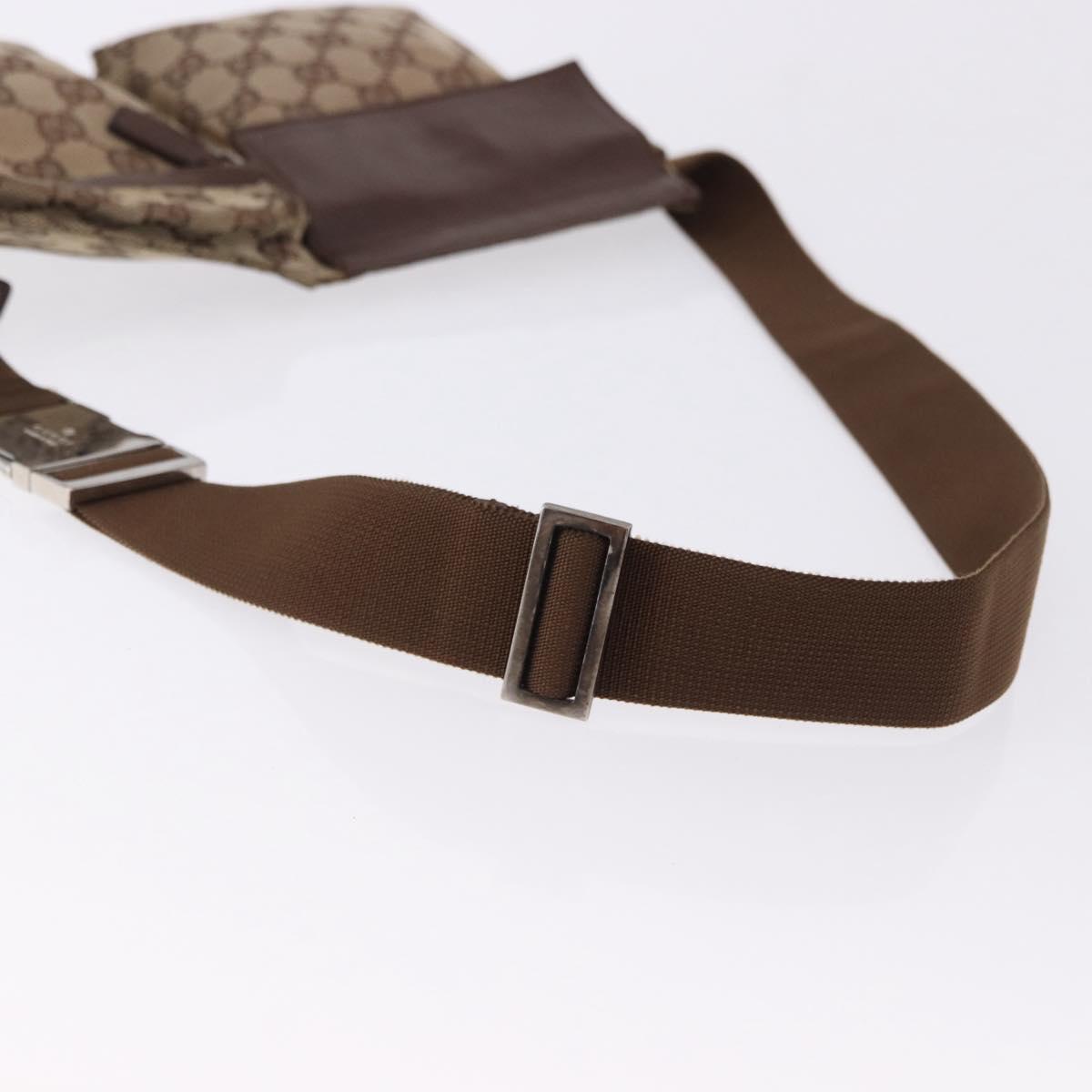 GUCCI GG Canvas Waist Bag Beige Silver 28566 Auth 192803