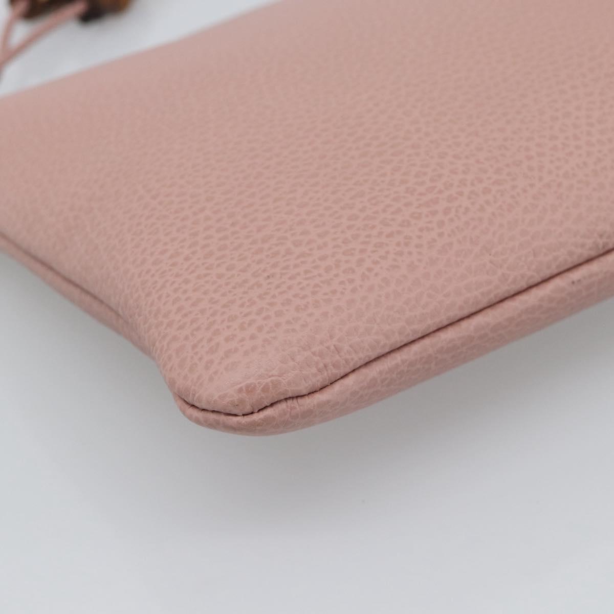 GUCCI Bamboo Clutch Bag Leather Outlet Pink Gold Tone 449653 Auth 192804A