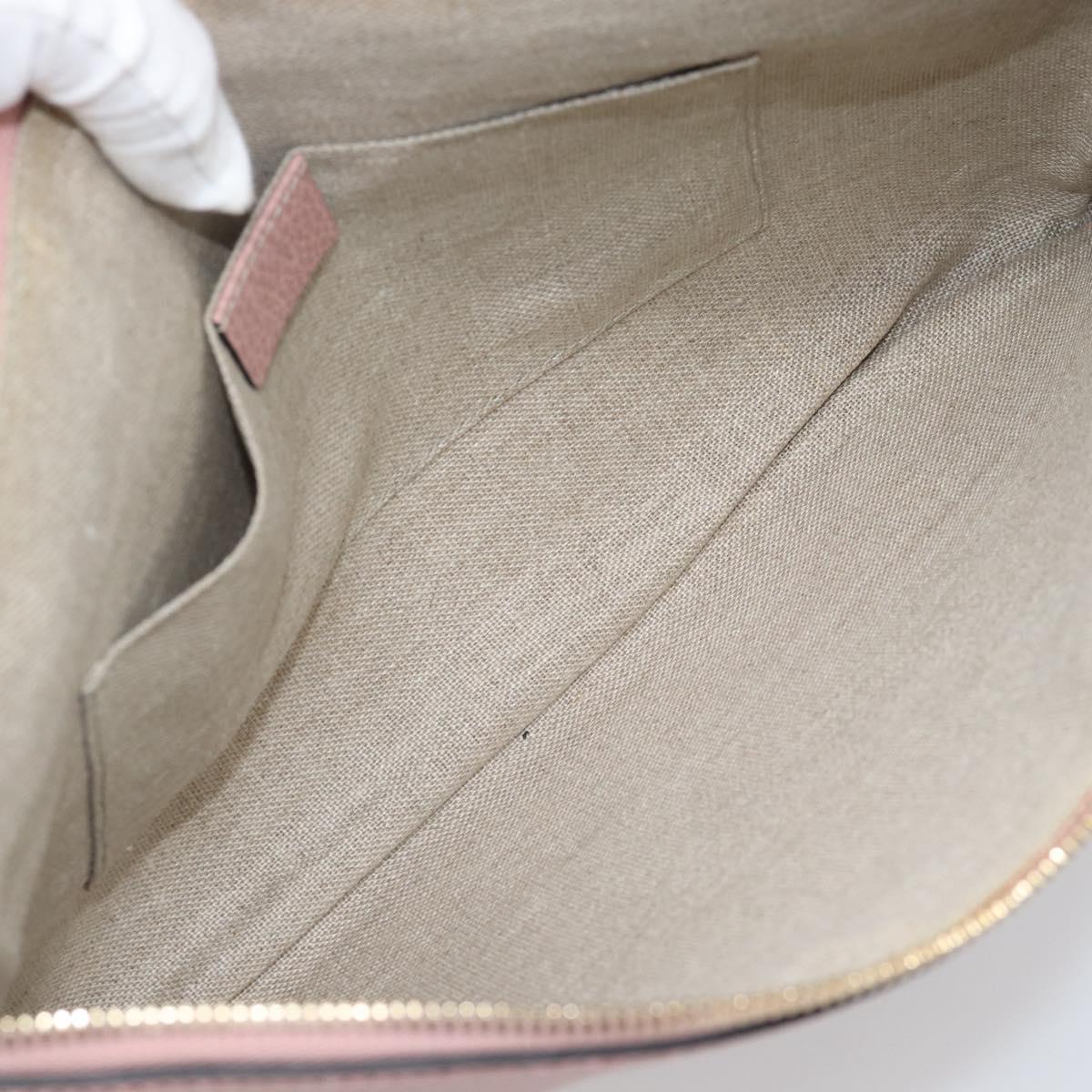 GUCCI Bamboo Clutch Bag Leather Outlet Pink Gold Tone 449653 Auth 192804A
