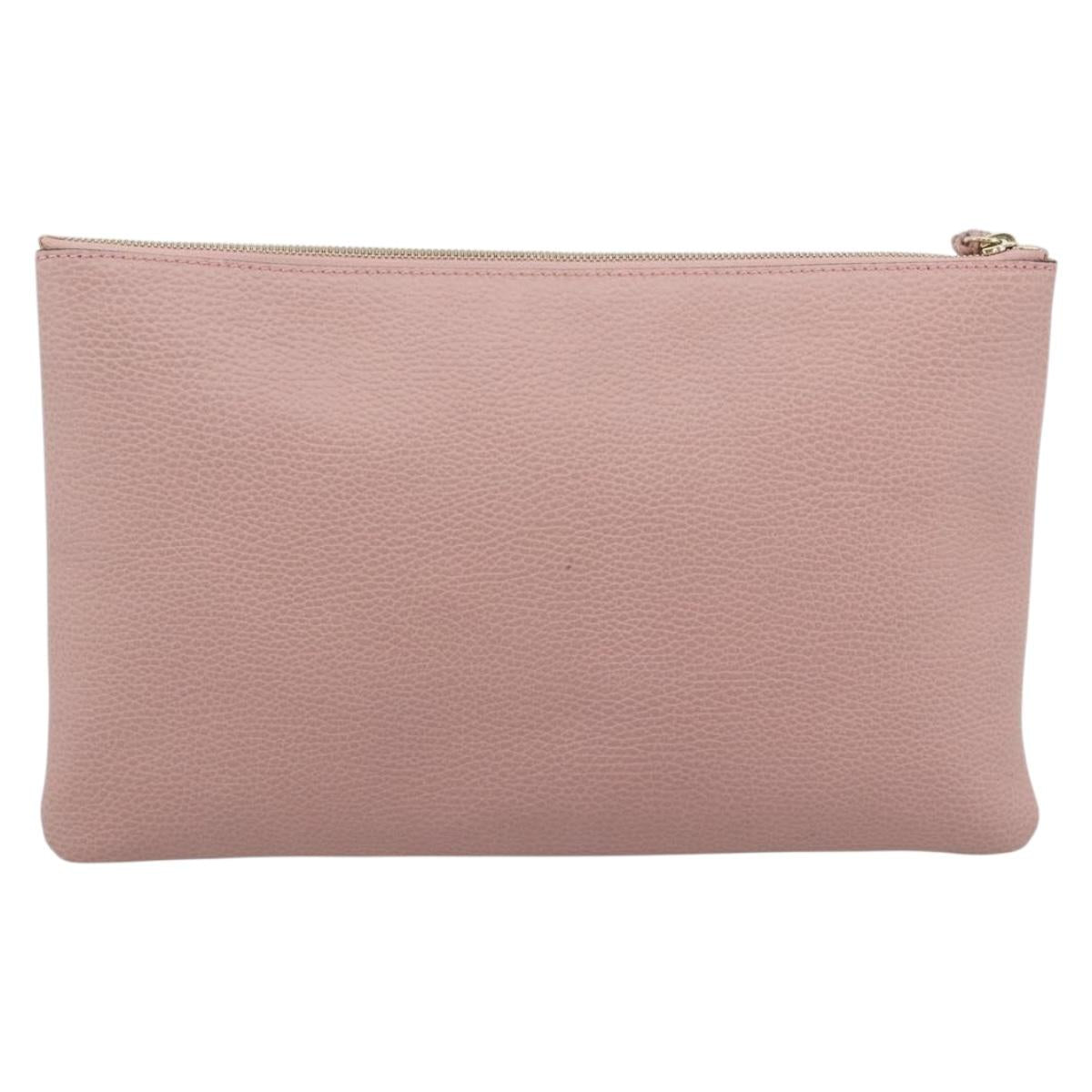 GUCCI Bamboo Clutch Bag Leather Outlet Pink Gold Tone 449653 Auth 192804A