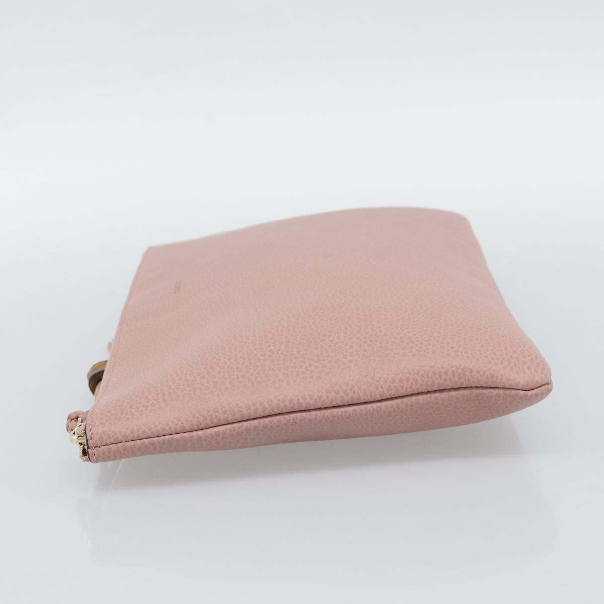 GUCCI Bamboo Clutch Bag Leather Outlet Pink Gold Tone 449653 Auth 192804A
