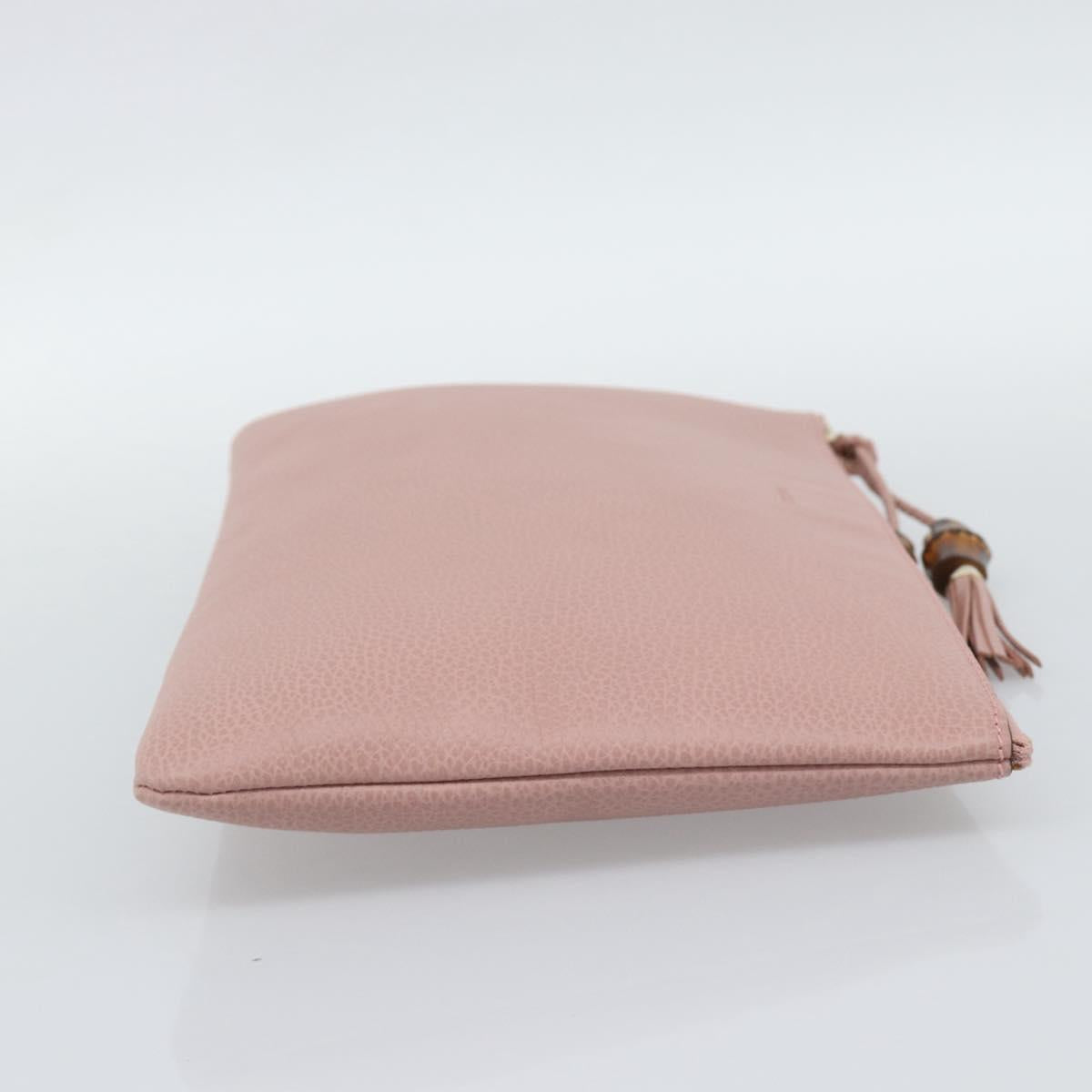 GUCCI Bamboo Clutch Bag Leather Outlet Pink Gold Tone 449653 Auth 192804A