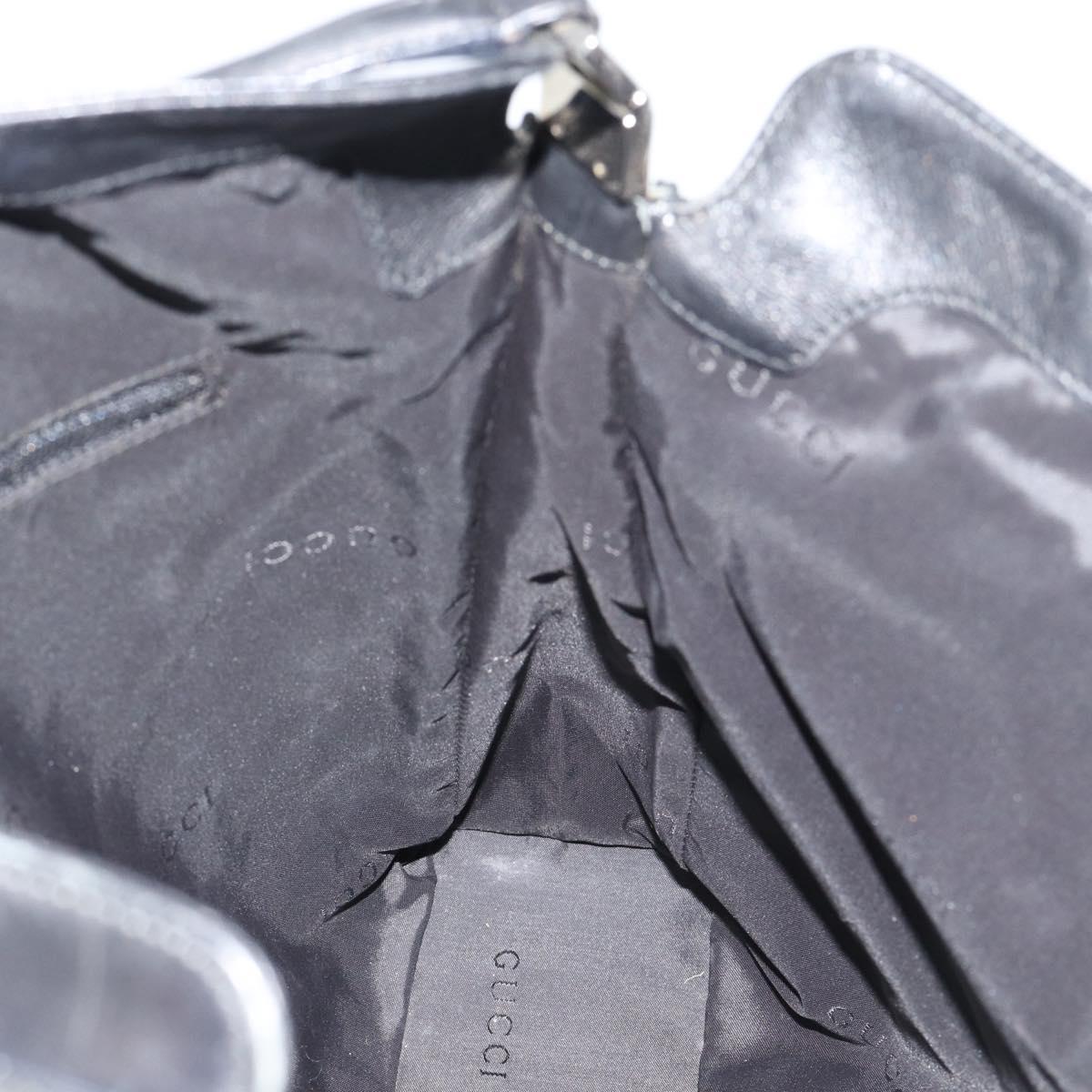 GUCCI Jackie Shoulder Bag Leather Black Silver 001.3355 Auth 192805