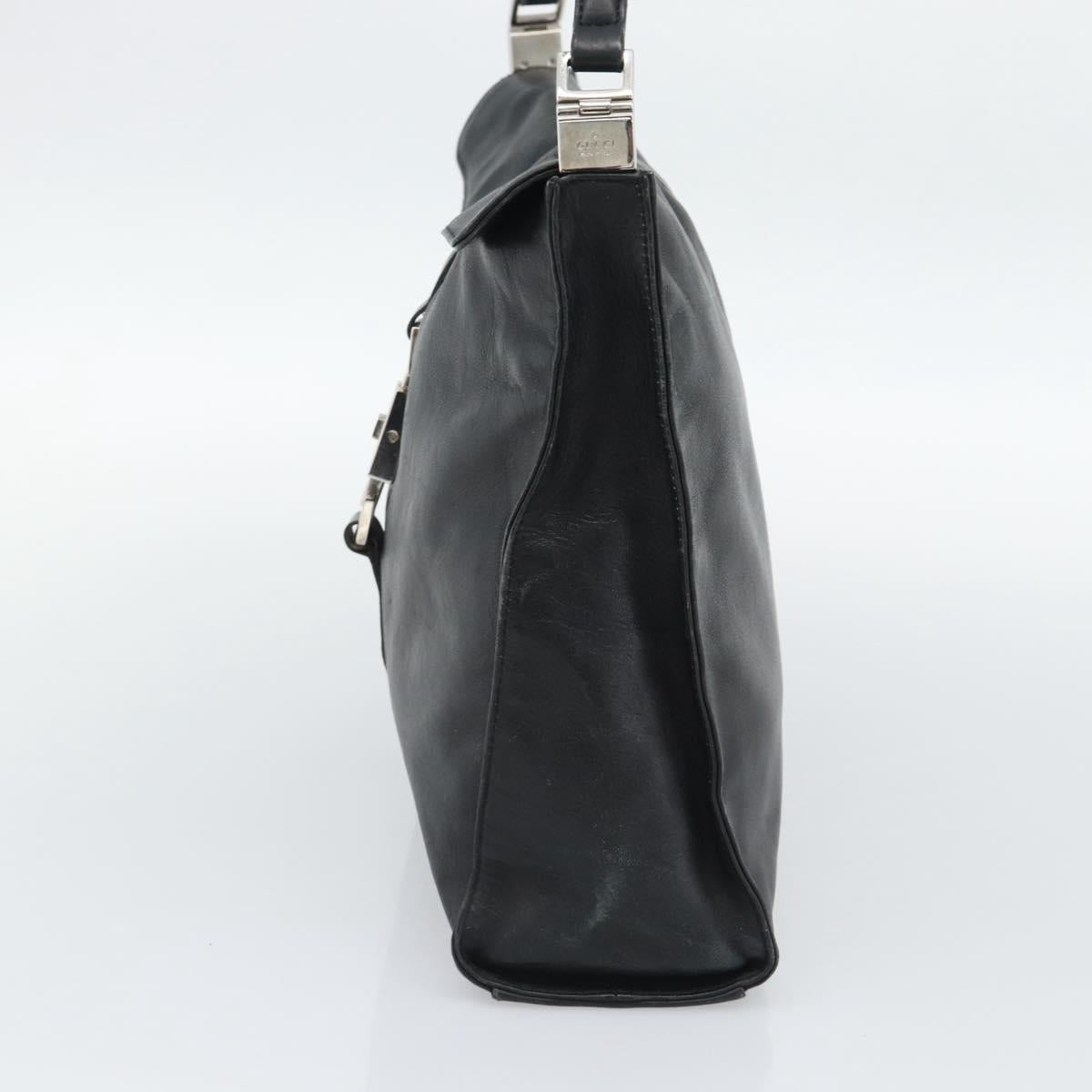 GUCCI Jackie Shoulder Bag Leather Black Silver 001.3355 Auth 192805