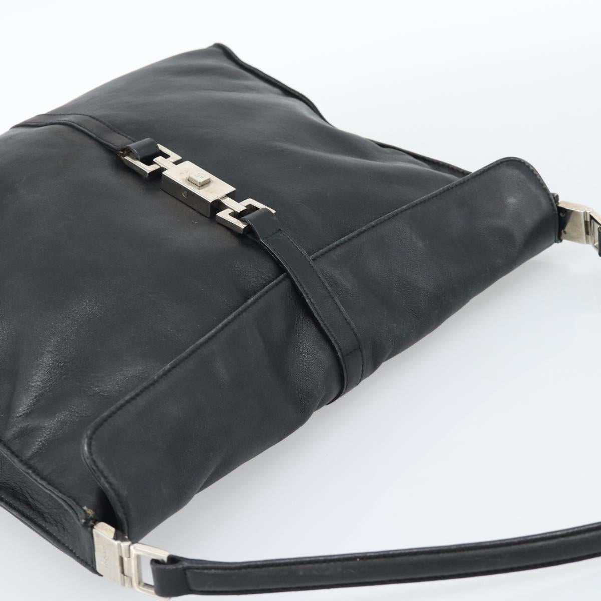 GUCCI Jackie Shoulder Bag Leather Black Silver 001.3355 Auth 192805