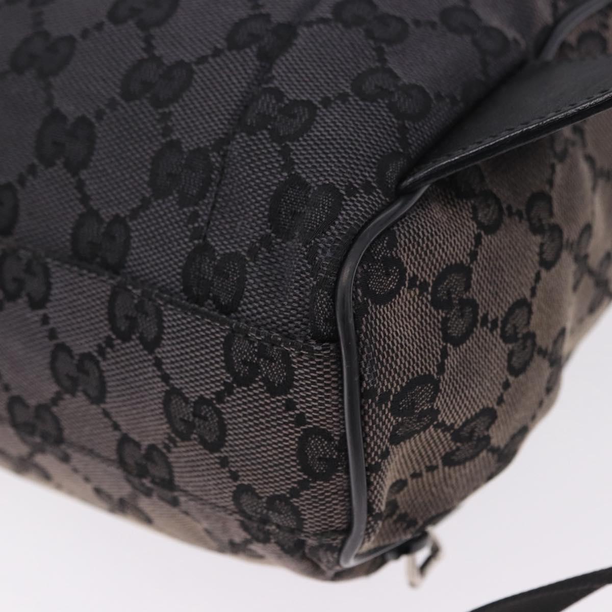GUCCI GG Canvas Backpack Black Silver 019.0352 Auth 192806