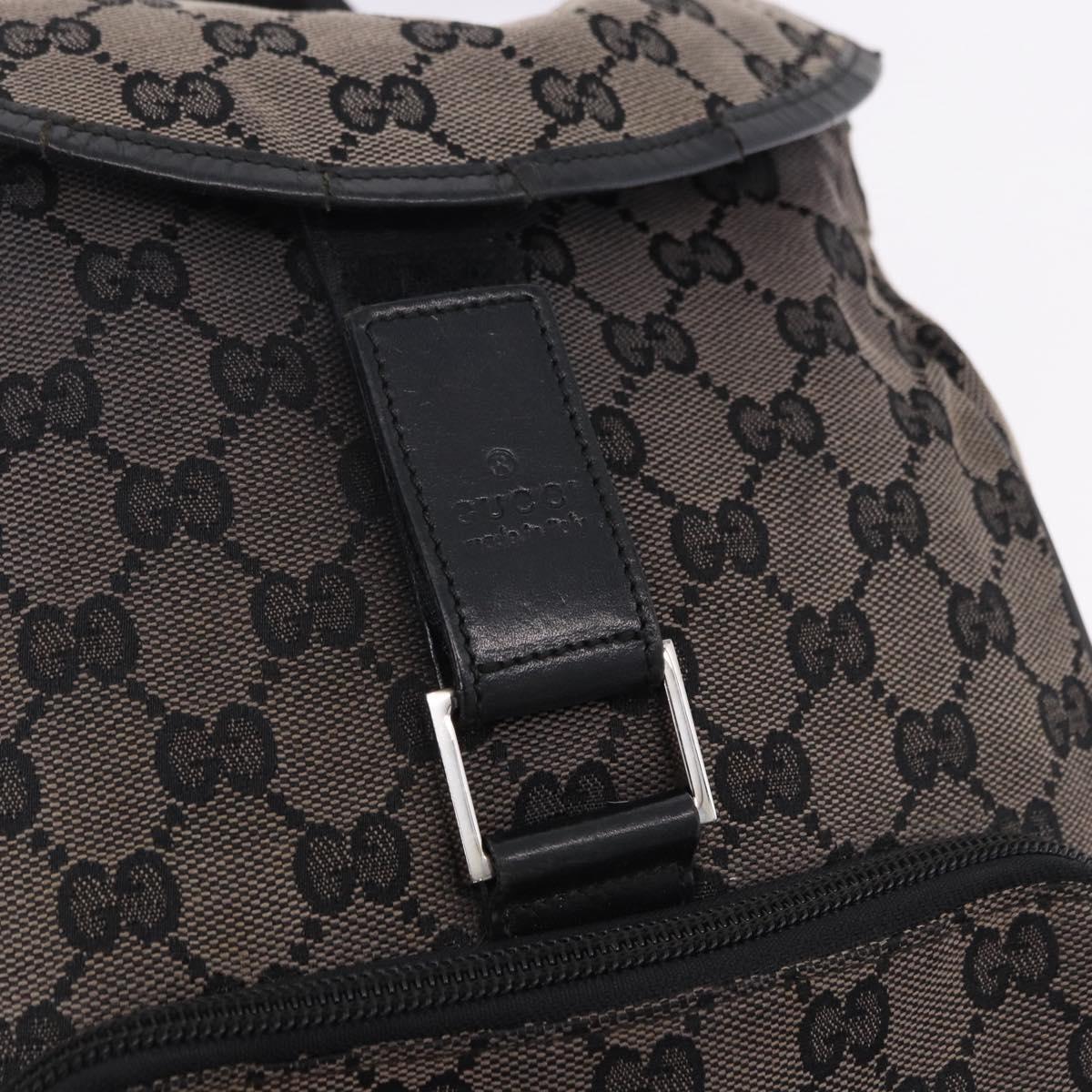 GUCCI GG Canvas Backpack Black Silver 019.0352 Auth 192806