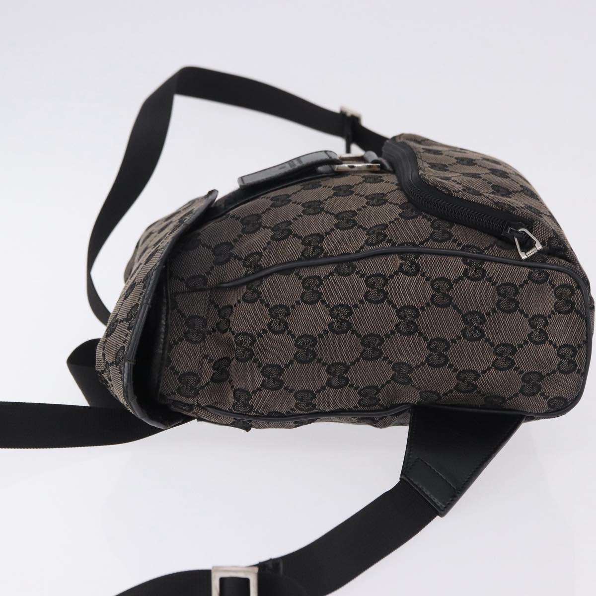GUCCI GG Canvas Backpack Black Silver 019.0352 Auth 192806