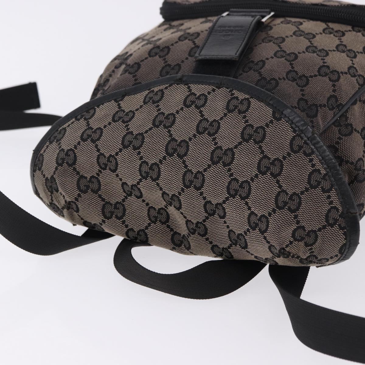 GUCCI GG Canvas Backpack Black Silver 019.0352 Auth 192806
