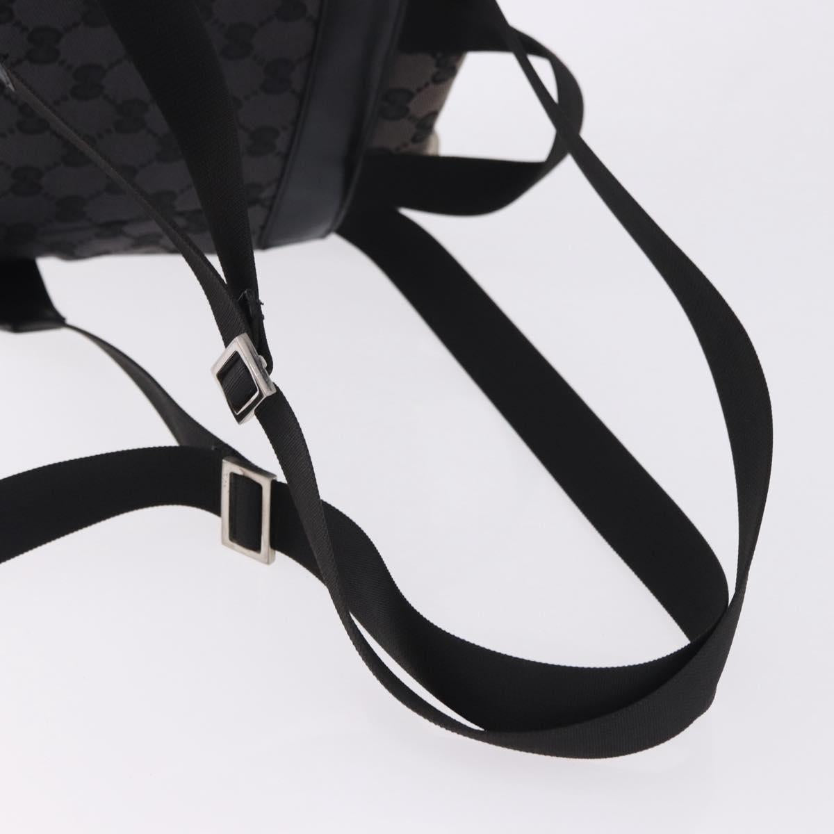 GUCCI GG Canvas Backpack Black Silver 019.0352 Auth 192806