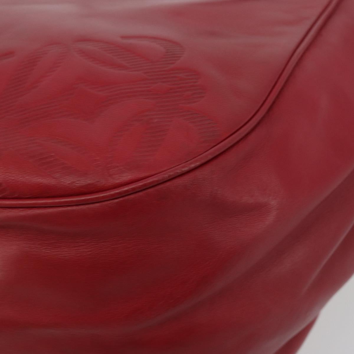 LOEWE Shoulder Bag Leather Red Gold Tone Auth 192808A