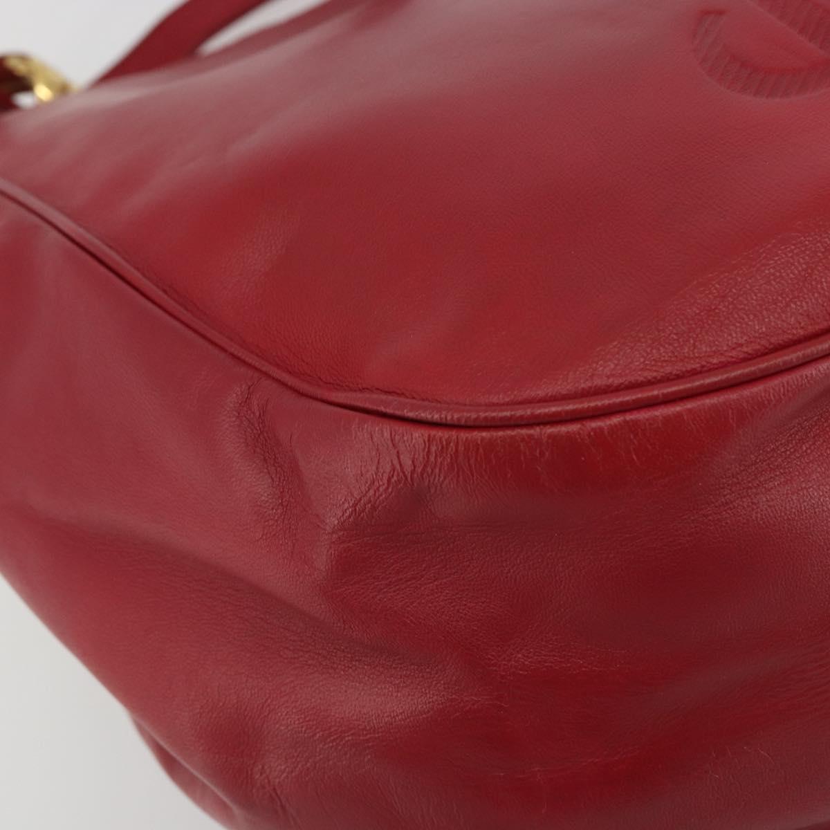LOEWE Shoulder Bag Leather Red Gold Tone Auth 192808A