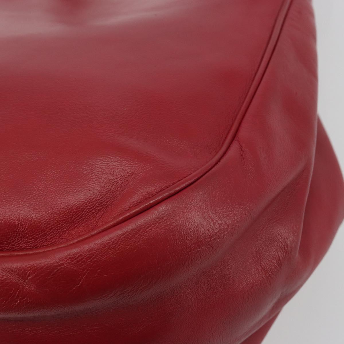 LOEWE Shoulder Bag Leather Red Gold Tone Auth 192808A
